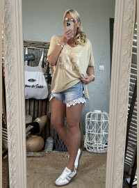 Pull pailleté oversize coffee beach repeat