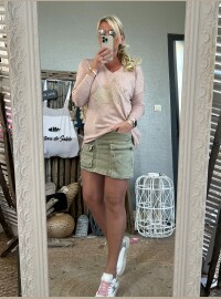 Pull fin star beige rosé