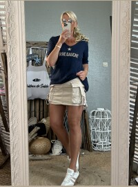 Pull fin rive gauche marine