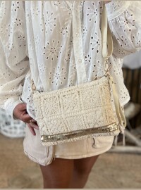 Pochette bohème écru