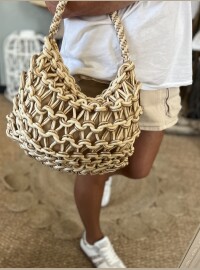 Sac filet écru doré
