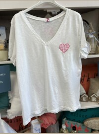 T-shirt cœur Vichy rose baby