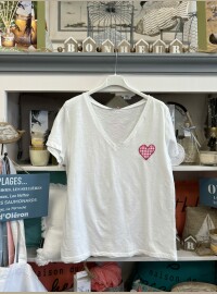 T-shirt cœur Vichy rose