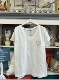 T-shirt cœur Vichy beige