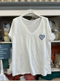 T-shirt cœur Vichy marine