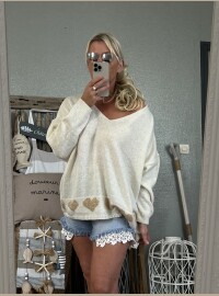 Pull oversize blanc lurex