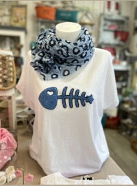 T-shirt fish CDS bleu jean