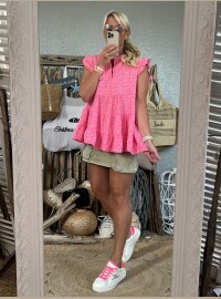 Top gaze de coton léopard fluo