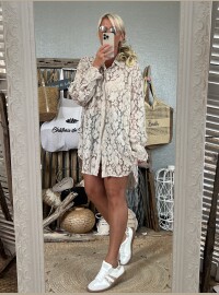 Chemise dentelle beige oversize