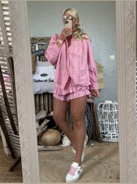 Ensemble short chemise rose