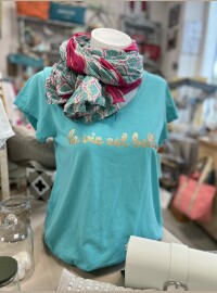 T-shirt la vie turquoise