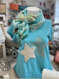 T-shirt star turquoise