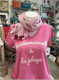 T-shirt Melle plage rose bonbon