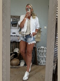Gilet lin coton délavé blanc