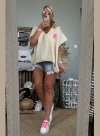 Pull amour 36/48 écru fluo