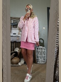 Chemise Flowers gaze de coton rose