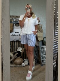 Short gaze de coton palmier bleu clair
