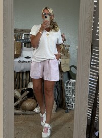 Short gaze de coton palmier rose