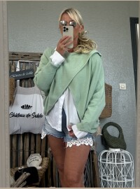 Pull cape croisé rose céladon
