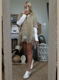 Pull poncho pailleté