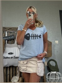 T-shirt CDS bleu gris