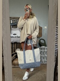 Cabas rayé bleu jean
