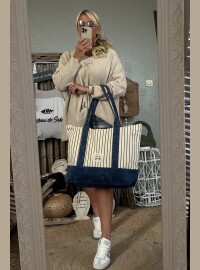 Cabas rayé bleu marine
