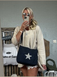 Besace star pailleté marine