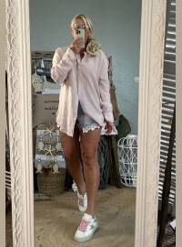 Chemise col Mao rose