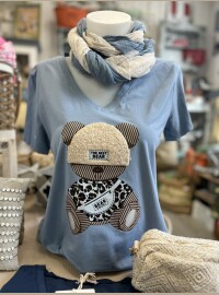 T-shirt bear bleu jean