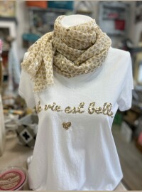 Écharpe cœurs baby beige