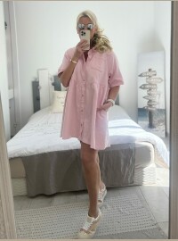 Robe jean rose baby oversize