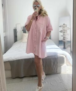 Robe jean rose baby oversize