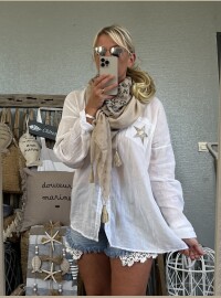 Écharpe patch beige marine