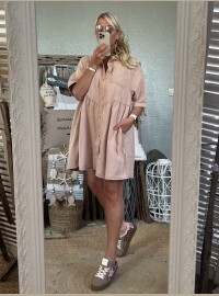 Robe jean beige rosé