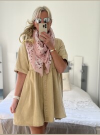 Robe jean rose beige délavé Oversize