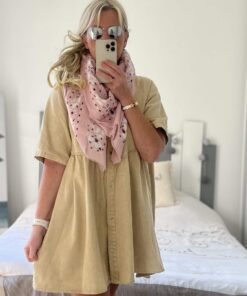 Robe jean rose beige délavé Oversize