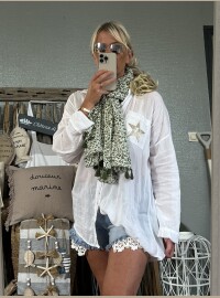 Écharpe Liberty kaki pompons