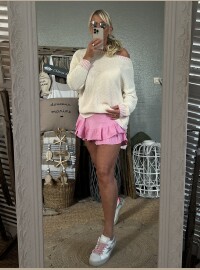 Pull écru rose
