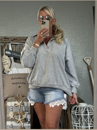 Sweat col fines rayures