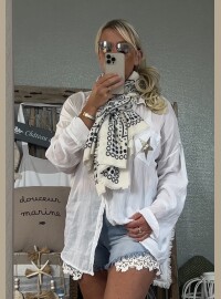 Écharpe bandana blanche marine