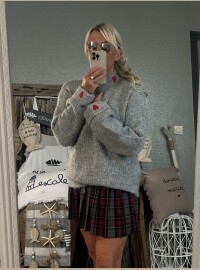 Pull CDS gris cœur rouge