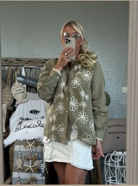 Chemise kaki dentelle