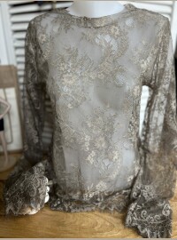 Top dentelle kaki