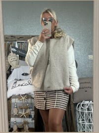 Veste sans manches pailleté beige