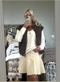 Veste sans manches pailleté chocolat