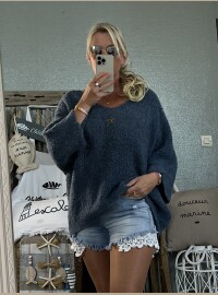 Pull chenille bleu