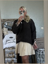 Pull noeuds  léopard chocolat