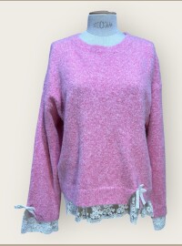Pull dentelle rose