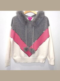 Pull CDS gris rose